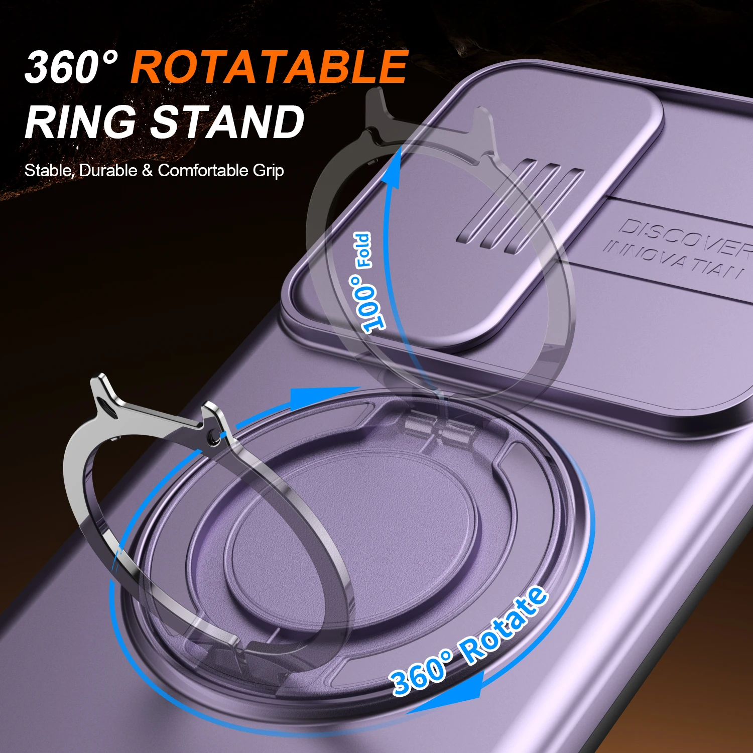Enhanced Shockproof Magnetic Ring Stand Holder Phone Case with Camera Flip Protection