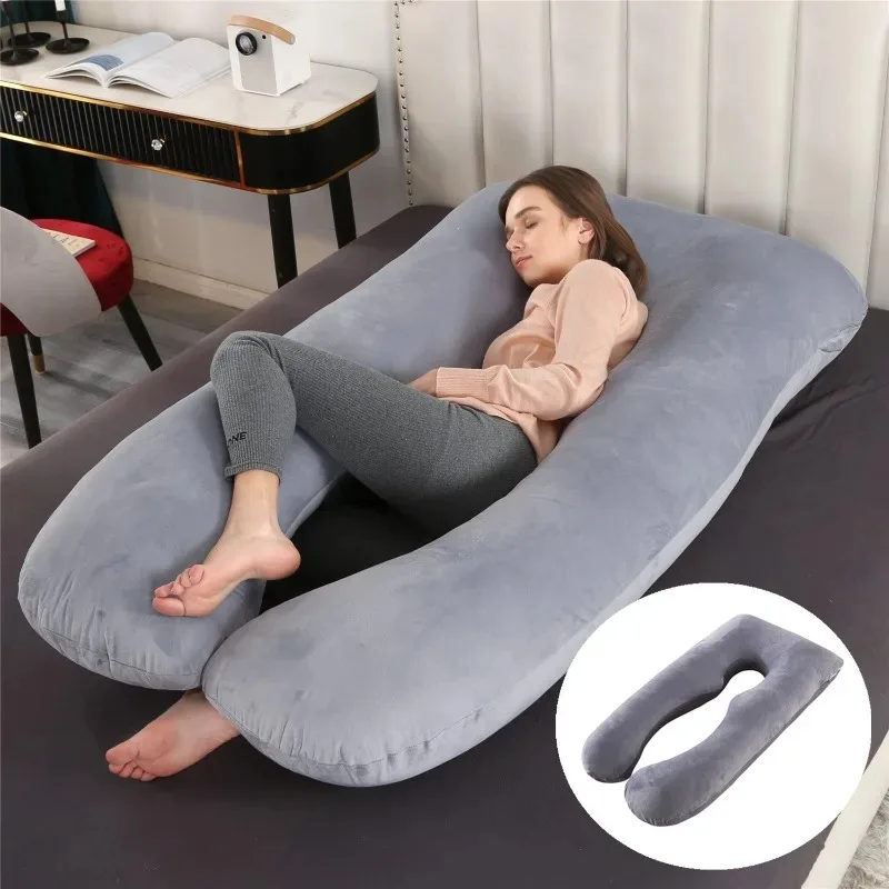 Pregnancy Pillow Pregnancy Body Pillow Multifunction Soft Crystal Velvet Side Lying Waist Support U-shaped Cushion Pregnant Women's Waist Pillow