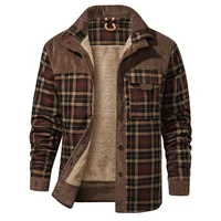 Men's Plaid Sherpa Lined Flannel Shirt Jacket - Winter Warm Button-Up 1