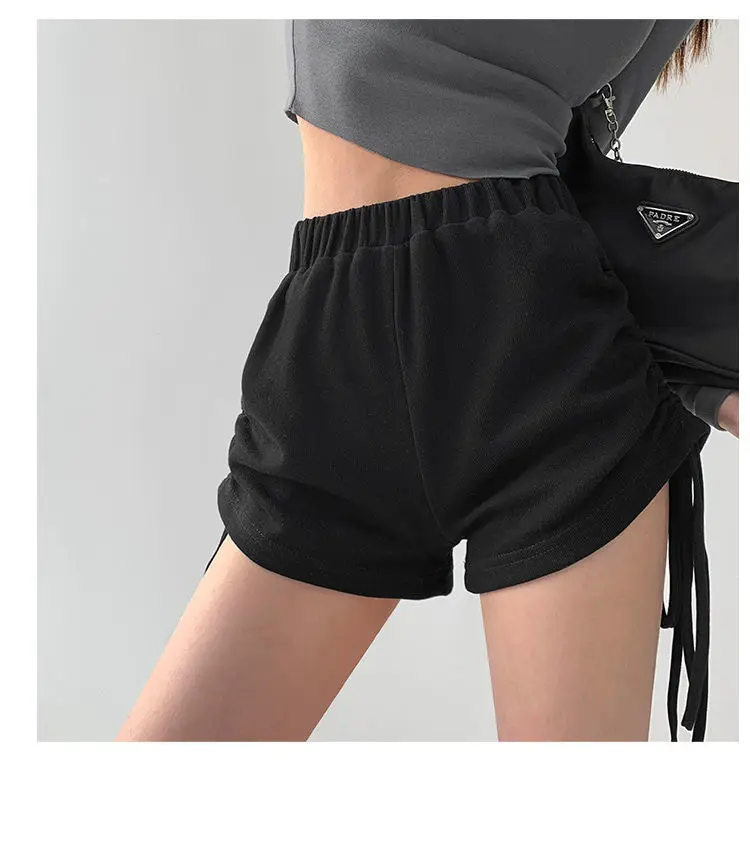 Mulheres Shorts Sexy Treino Suor Curto Casual Sólido Cinza Elástico Cintura Shirring Calças Verão Estiramento Chique Feminino Inferior 13 Computers & Electronics