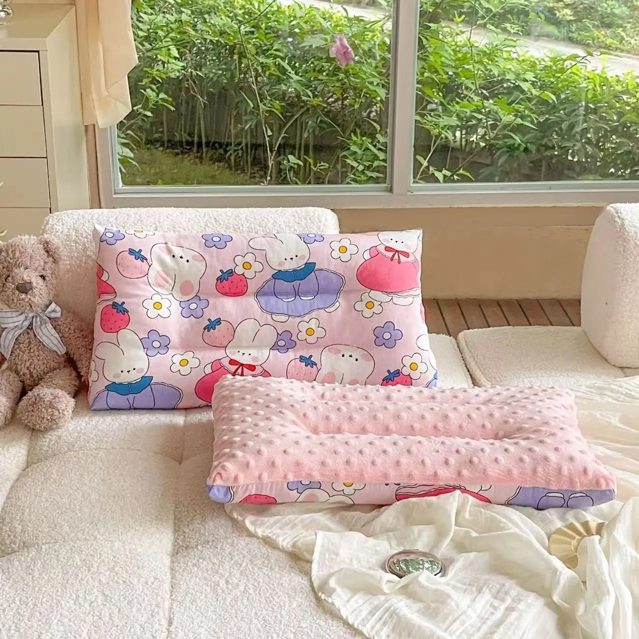 Mother-kids Baby Sleep Pillow All Cotton Bean Down Pillow Core Cute Cartoon Removable Washable Breathable Comfortable Pillow Hot