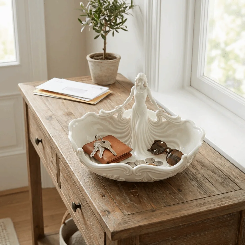 Storage Elegant Jewelry Storage Tray Simple Statue-Shaped Decorative Storage Tray Home Desktop Tray Nightstand