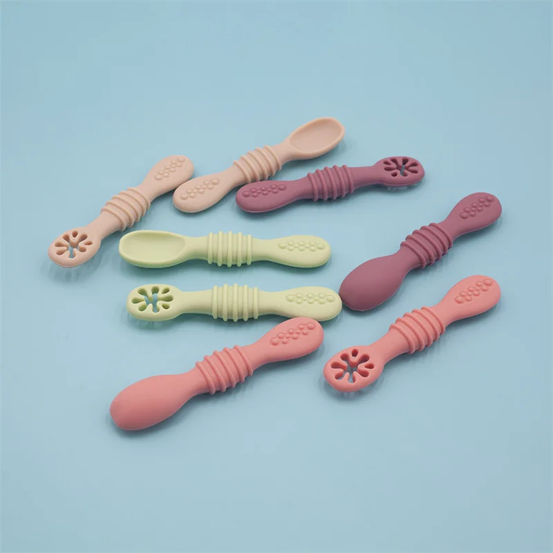 Baby Feeding Meal Spoon Set BPA Free Silicone Sticky Spoon Children Cutlery Sticky Spoon Training Spoon Children‘s Tableware 3
