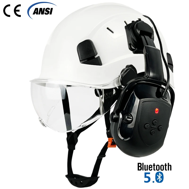ConstructionBluetoothEarmuffsSafetyHelmetWithVisorForEngineer