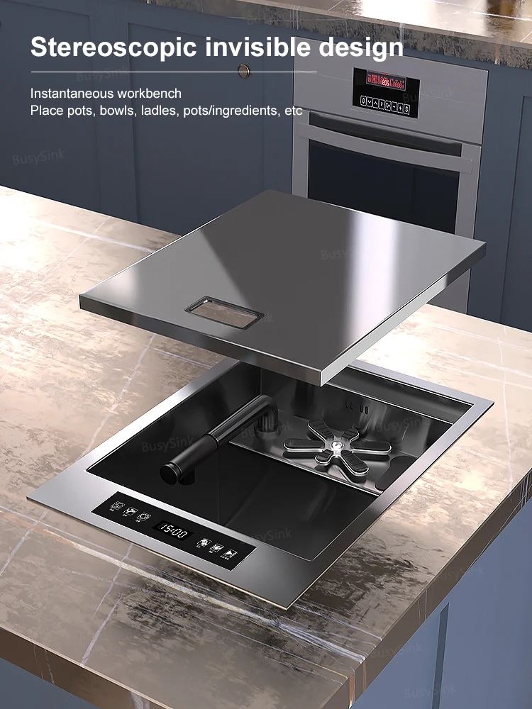 Description Picture 2 of itemWater Catalyst Cup Cleaning Sink Hidden Single Slot Mini Bar Sink Wash Basin With Cover Plate For Kitchen