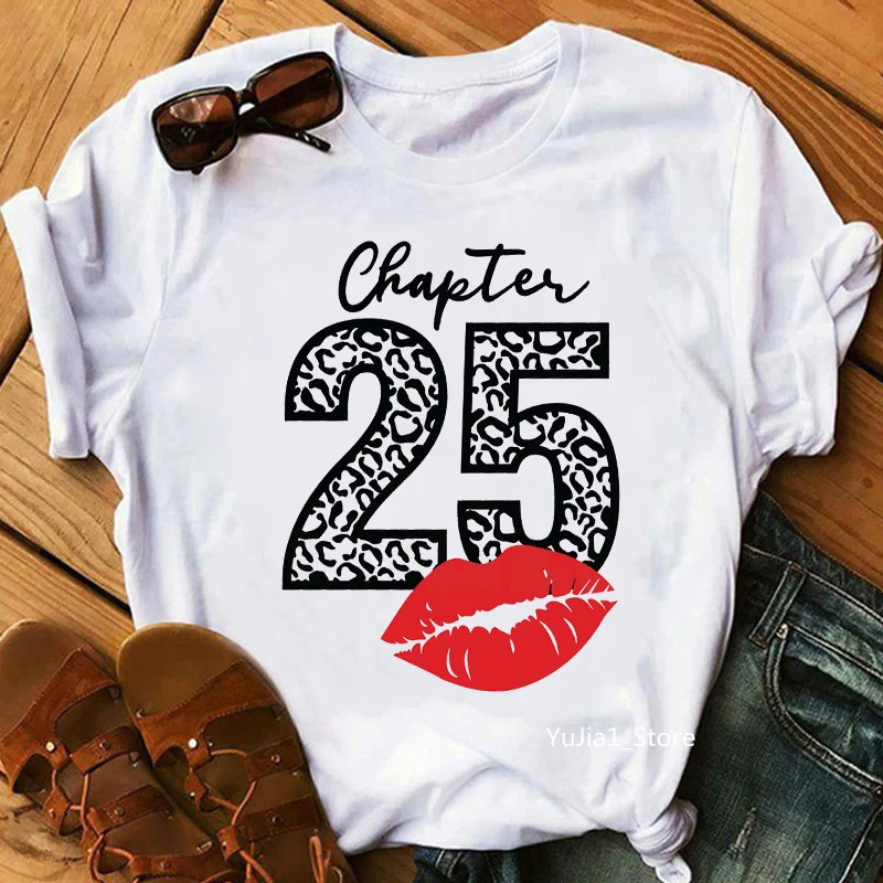

Chapter 20-31 Birthday Gift Graphic Print T-Shirt Women Clothes 2022 Summer Fashion Tshirt Femme Red Sexy Lips T Shirt Female
