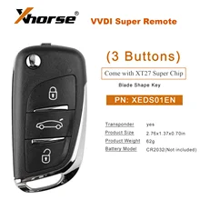 Xhorse 슈퍼 원격 키, VVID 키 도구용 슈퍼 칩 XT27 포함, XEDS01EN DS 스타일, 로트당 5 개