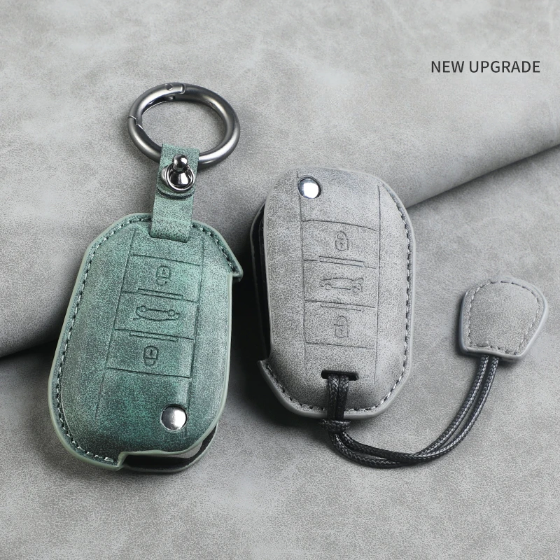 

Leather Car Flip Key Case Cover for Peugeot 208 308 408 508 2008 3008 4008 5008 for Citroen C3 C4 CACTUS C6 C8 Auto Key Shell