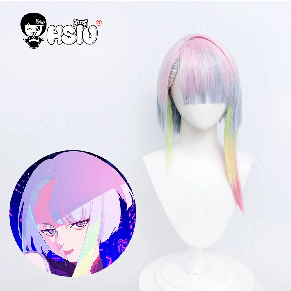 

Lucy Cosplay Wig Fiber synthetic wig Anime Cyberpunk Edgerunners Cosplay HSIU Multicolor Gradient Short hair Lucyna Kushinada