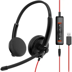 NUBWO HW01 USB & 3.5mm Noise - Cancelling Headset with Microphone for Business & Office Use (Black)