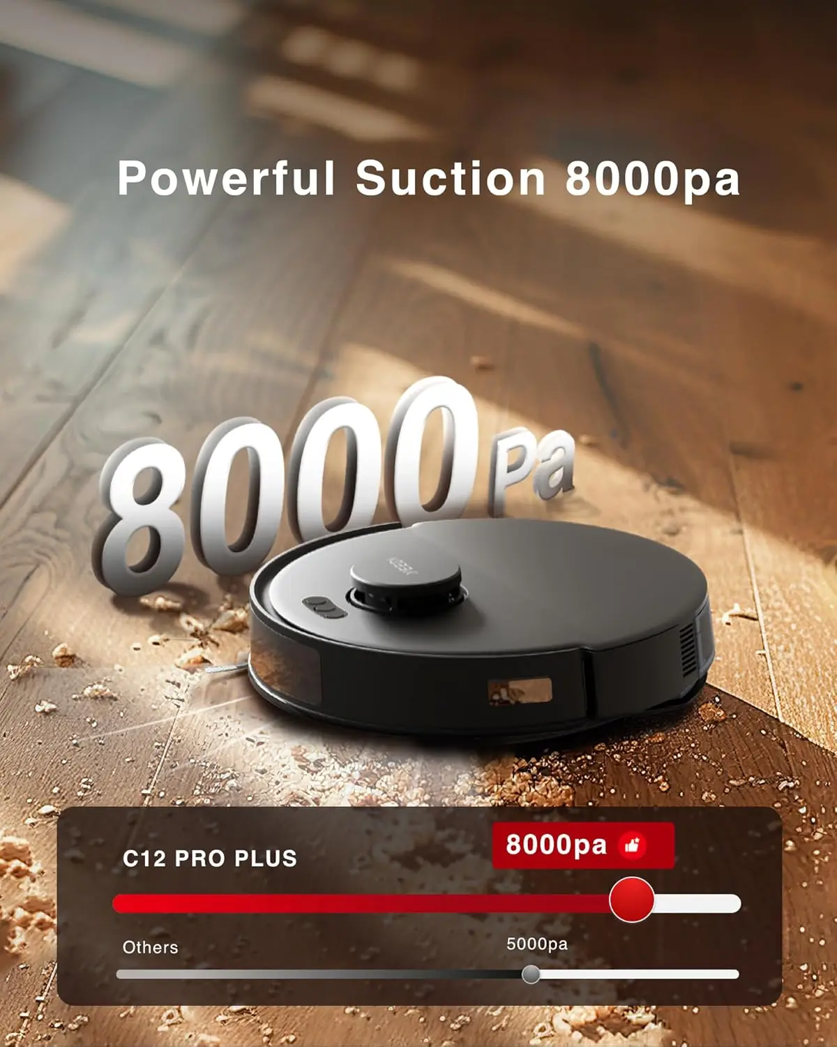 Robot Vacuum and Mop, 8000Pa Strong Suction, 7-week Dust Storage, Bagless Dust Container, PureCyclone Tech, Z