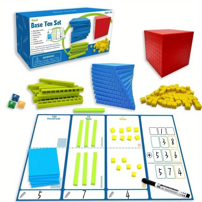 Montessori Math Cubes Digital Learning Toys Early Education Decimal 3D Math Cubes Logical Thinking Training Parish Teaching Aids