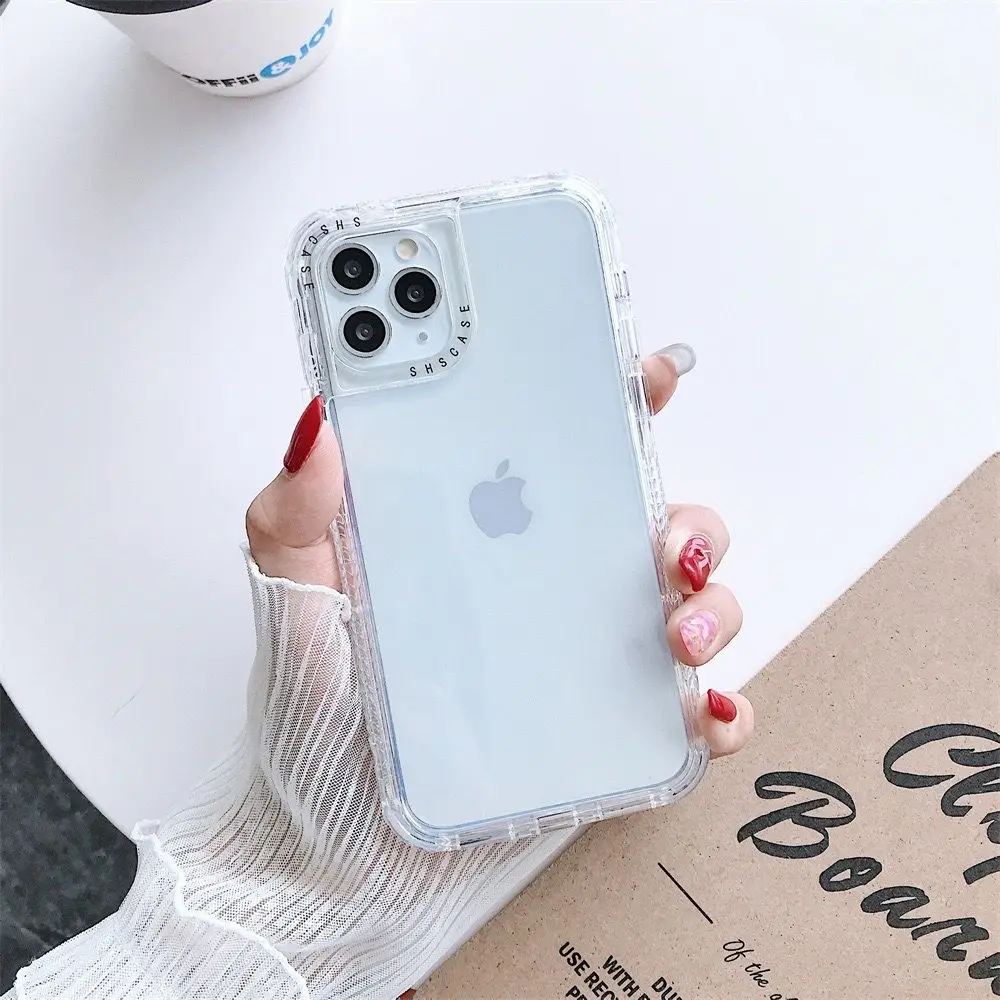 Transparent Candy Color Military Shockproof Phone Case - 3-in-1 Design