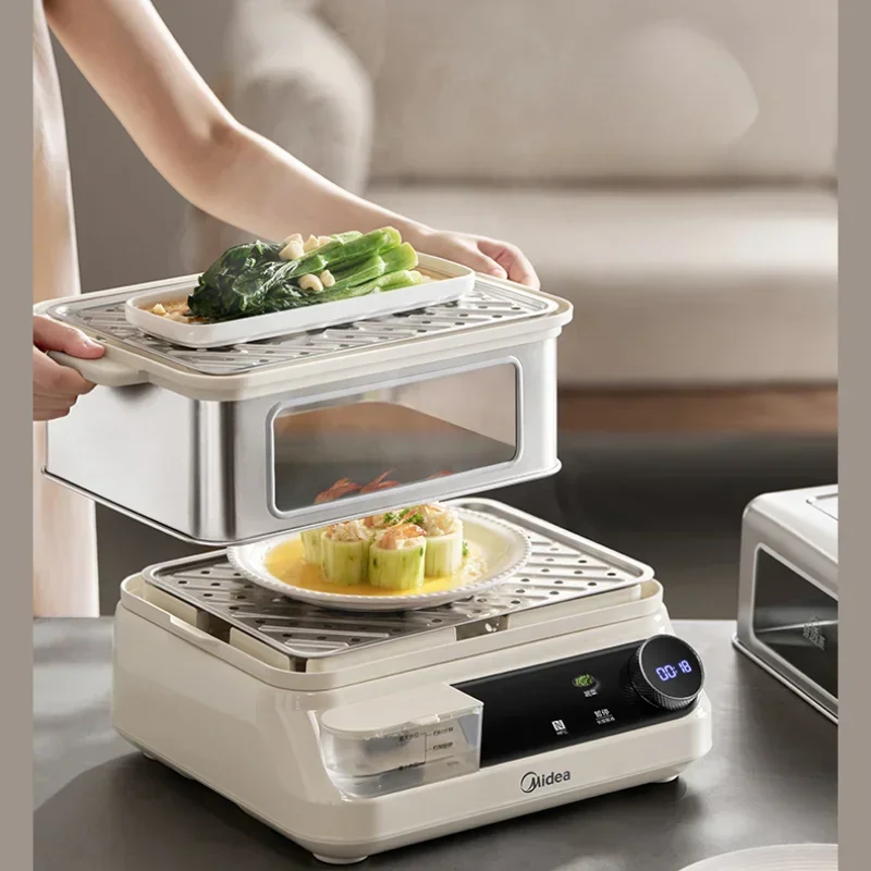 Electric Steamer Multi-Functional Household Visual Steam Box Stainless Steel Multi-Layer Large Capacity Steam Pot