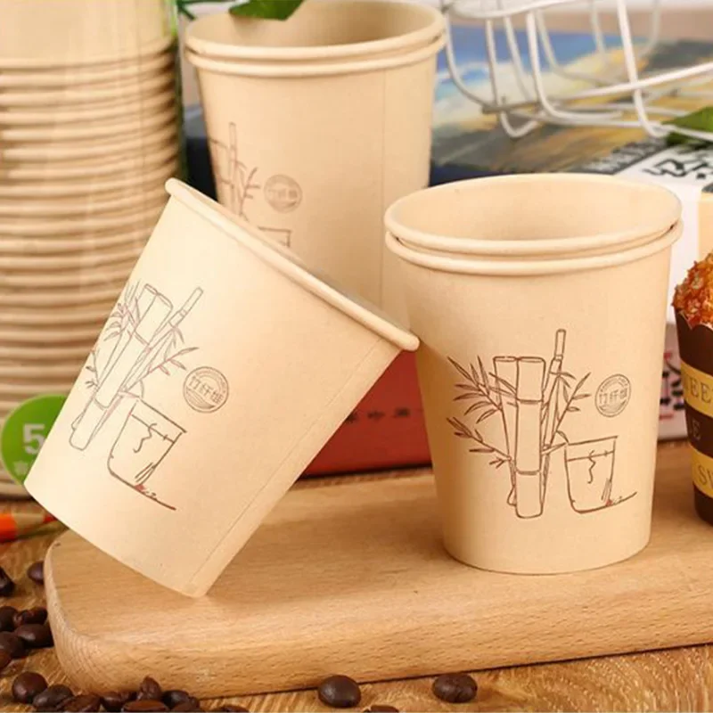 Thickened Paper Fiber One-time Use Cups Office Food Grade Water Cups Bamboo Fiber 50 Pieces Set Disposable Tableware