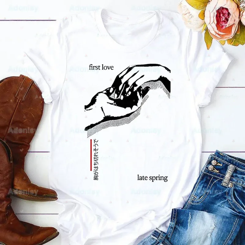 Футболка женская Mitski Singer с принтом в виде сердца, милая графическая футболка в Корейском стиле Харадзюку для девушек, Прямая поставка