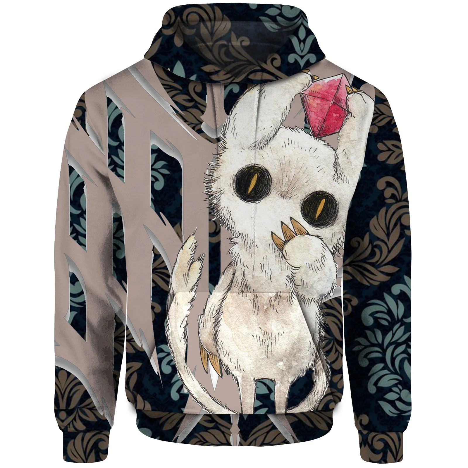 thumbnail image 1 of Sudadera con capucha de otoño para hombre, holgada, informal, con estampado gráfico de DJ Cat y conejo mecánico, sudadera con capucha, ropa urbana Harajuku, 1 of 4