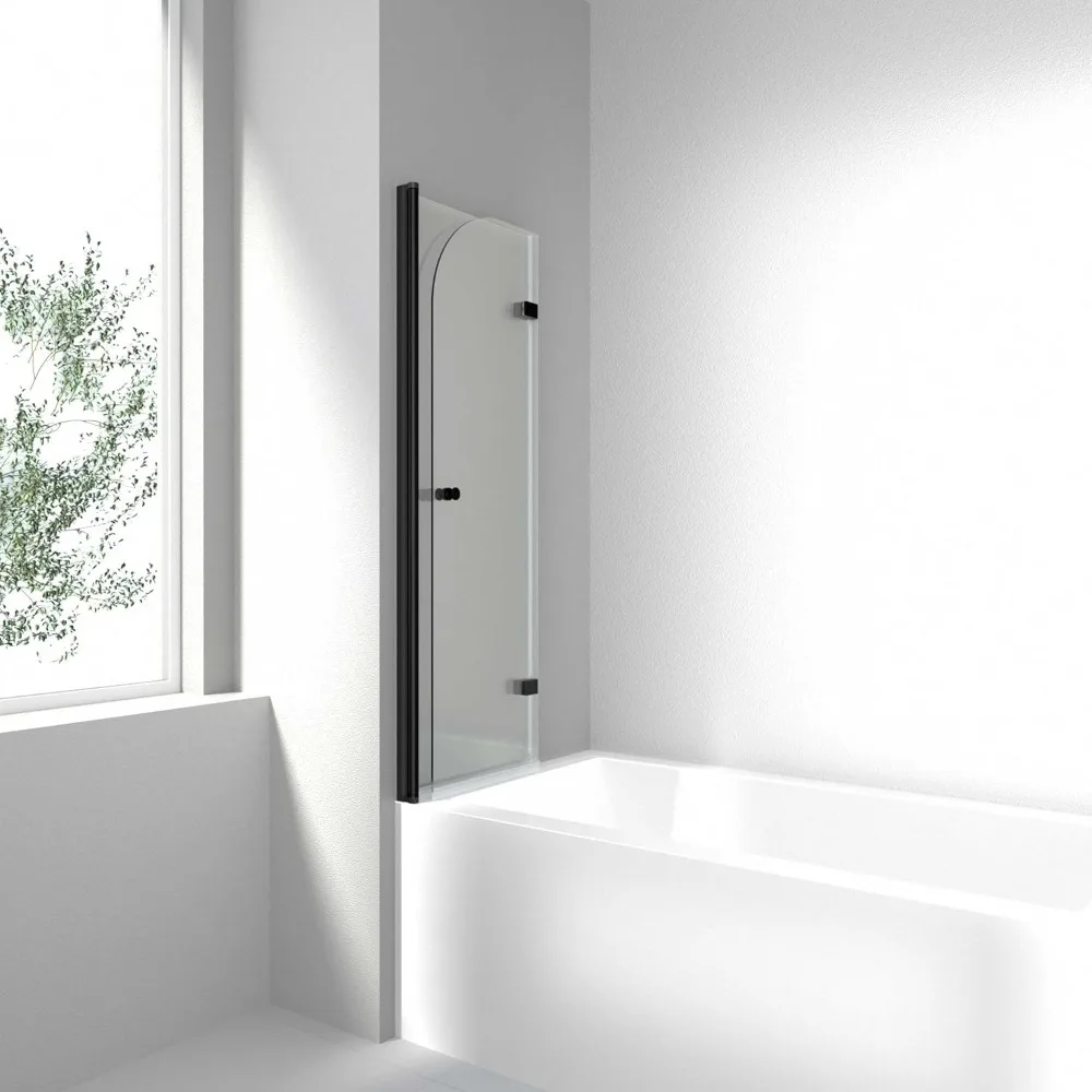 35" W x 55" H Bathtub Shower Door. 1/4" Easy Clean Tempered Glass Frameless Tub Door. 180° Rotatable Bi-Folding Shower Doors 6