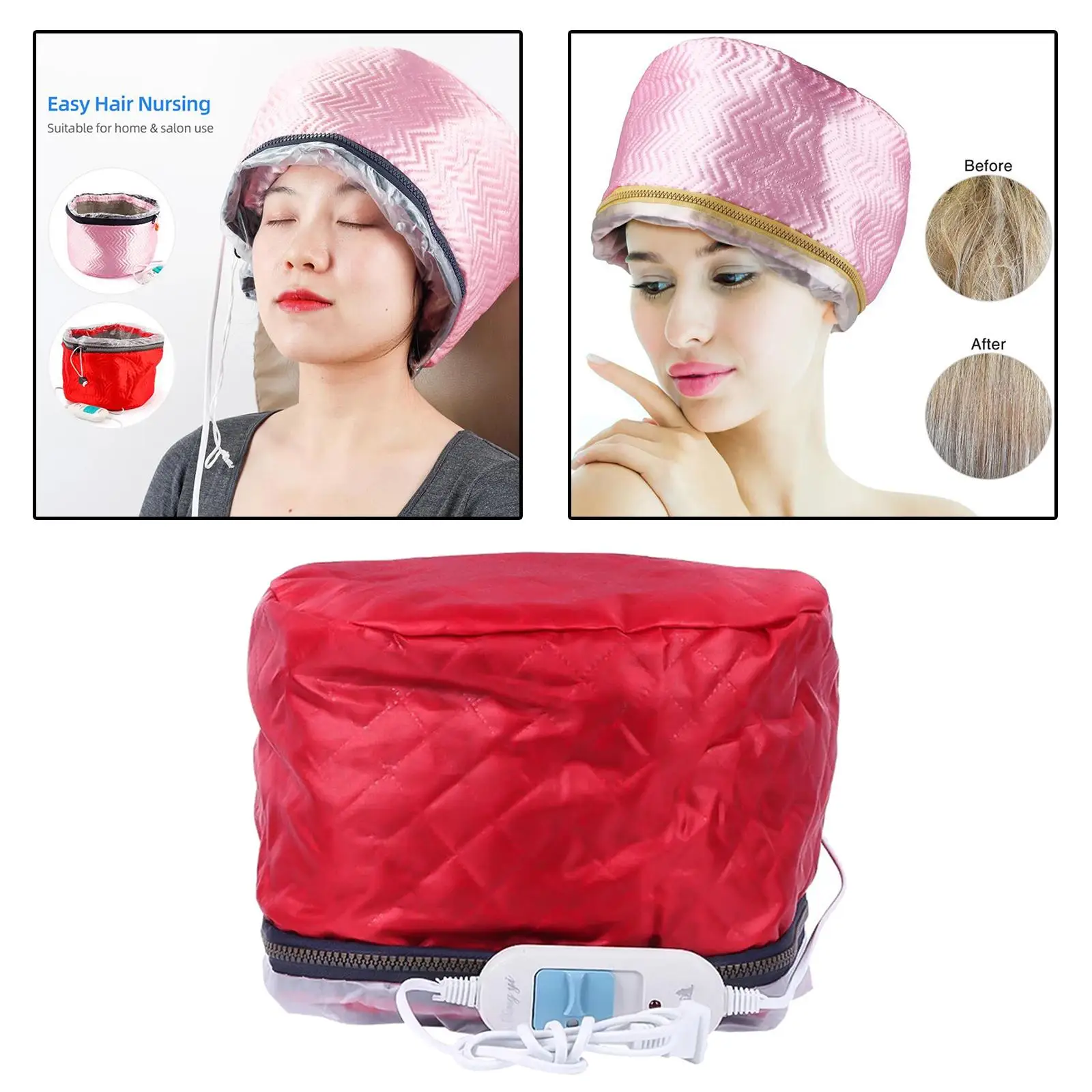 Cuffie Riscaldanti Per Capelli Steamer 3 Modalità Safe Household Red Hair Steamer Per Condizionamento Profondo Home Salon Nutriente Hot Spa