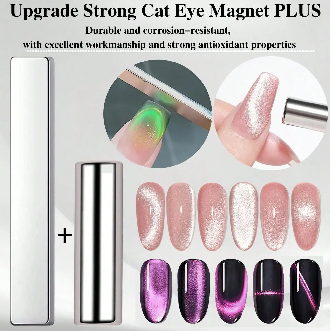 Large Round+Rectangle Nail Art Strong Magnetic 3D Cat Eye Gel Polish Dual-Ended Magnet Magic for Manicure DIY Design&Salon Tools