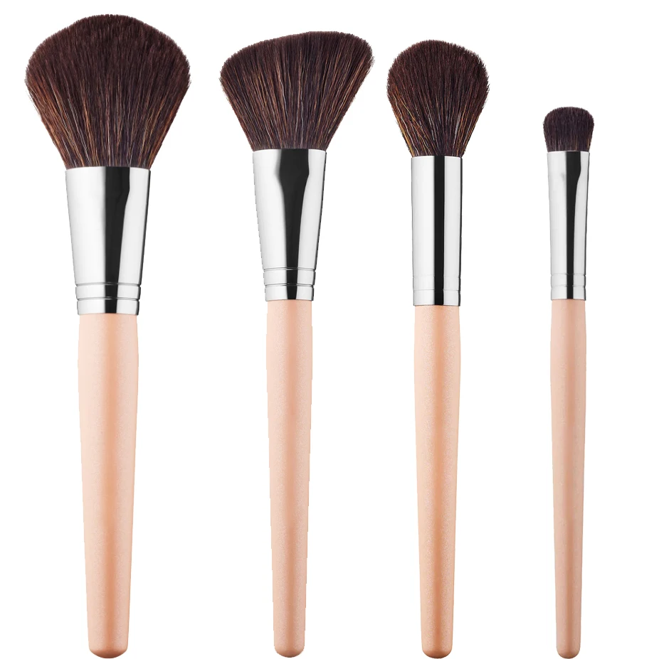 

Makeup Match Brushes Set - 4pcs Pink Matte Handle Soft Synthetic Bristles Face Powder Blush Highlight Concealer Cosmetics Tools