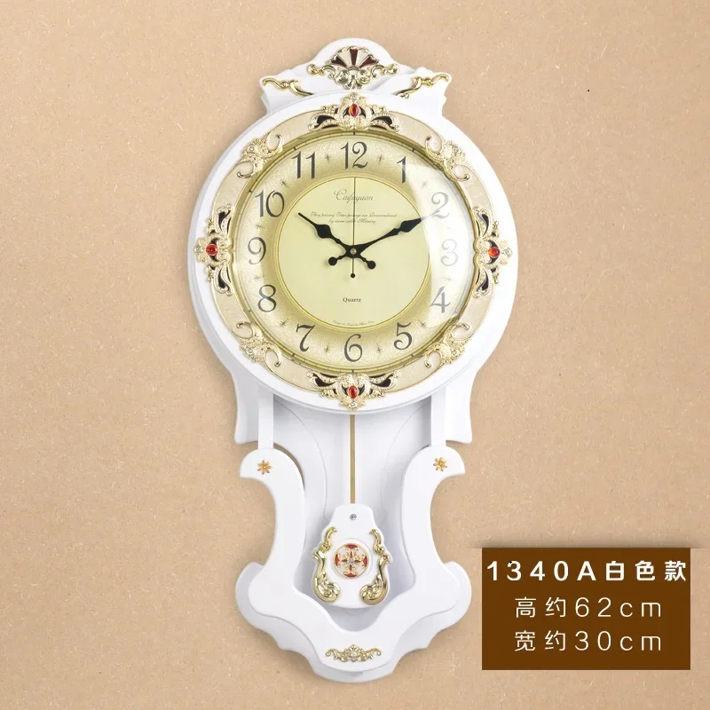 Large Wood Vintage Silent Pendulum Clocks White 62X30CM  