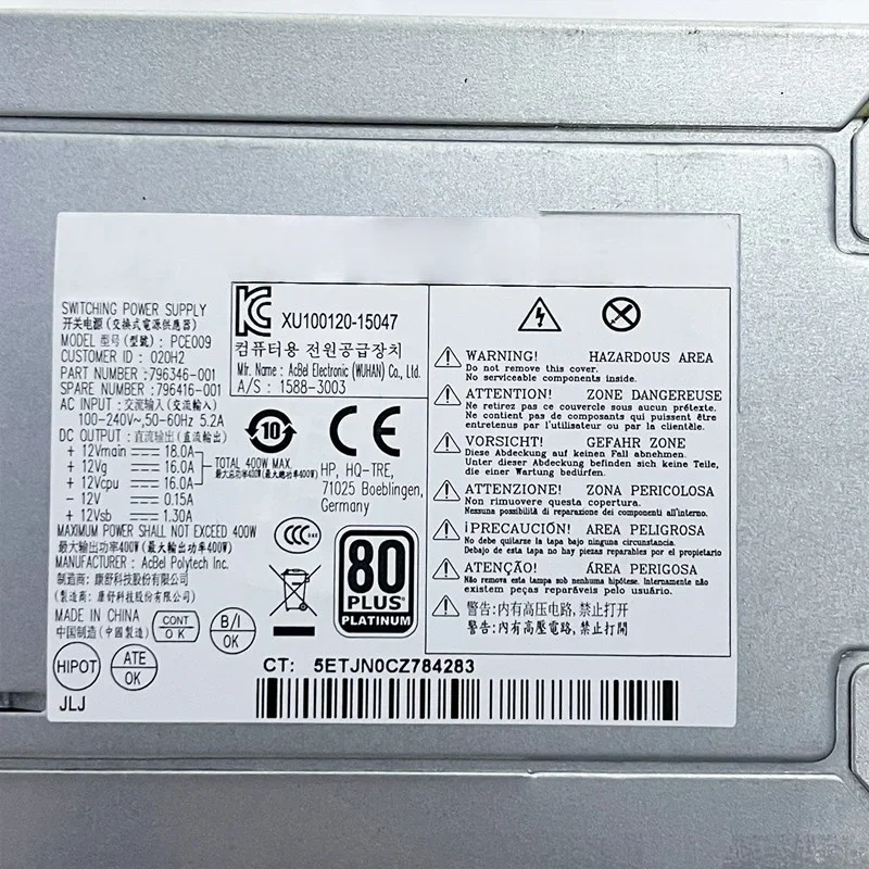 PCE009용 새 PSU 전원 공급 장치 PS-5401-1HA 796346-001 796416-001 Z240 400W