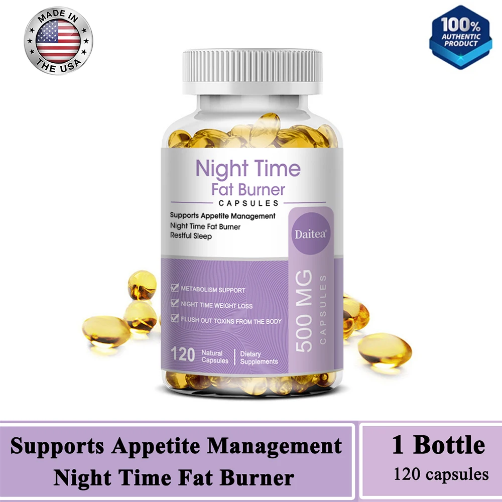 Nighttime Fat Burner-Natural Sleep and Nighttime Fat Burner-Appetite Suppressant and Detox, Metabolism, Vegetarian Capsules