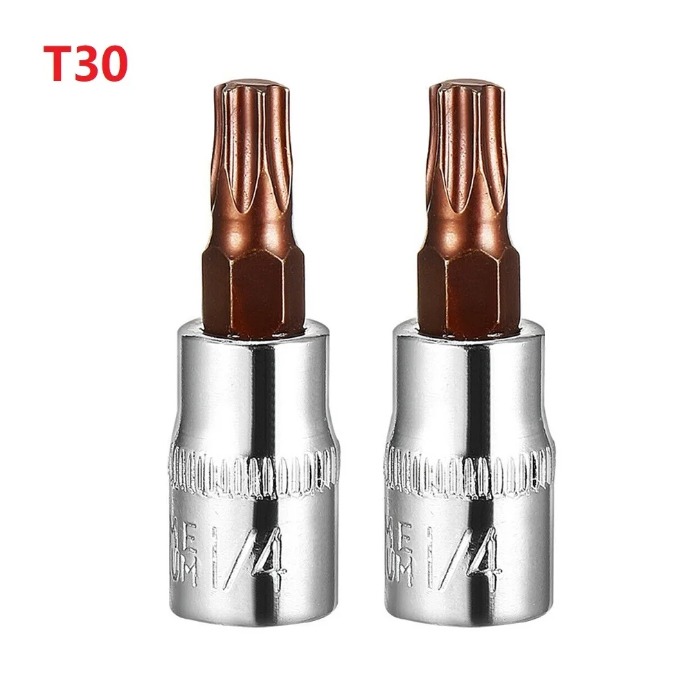 

Square Drive Bit Socket 2pcs 38mm Adapter Fit 3/8-inch drive ratchet Kit Repair Tool Short Reach T30 Practical