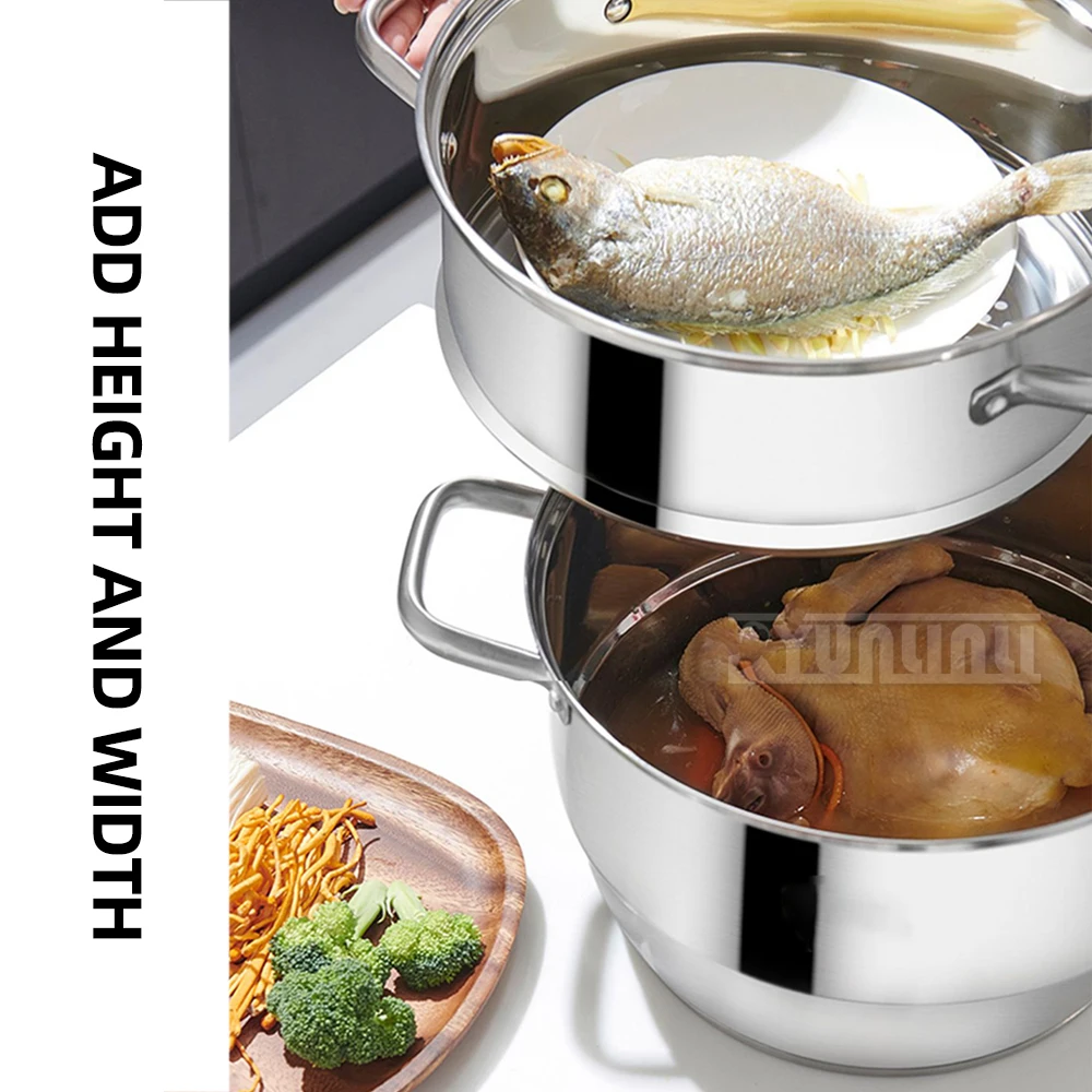 Version Fish Pot Kitchen Stainless Steel Food Steamer Pot Double Layers Boiler Induction Cooker Gas Stove