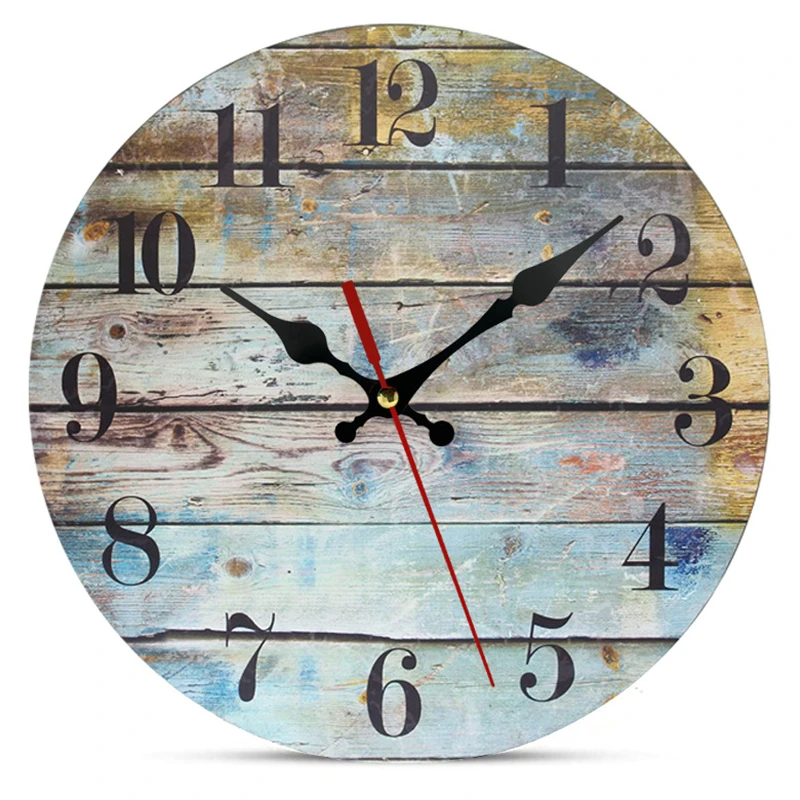 Wood Grain Vintage Roman Numeral Wall Clock 10inch Tuscan Style Quartz Wall Clock Living Room Bedroom Wall Decoration Clock