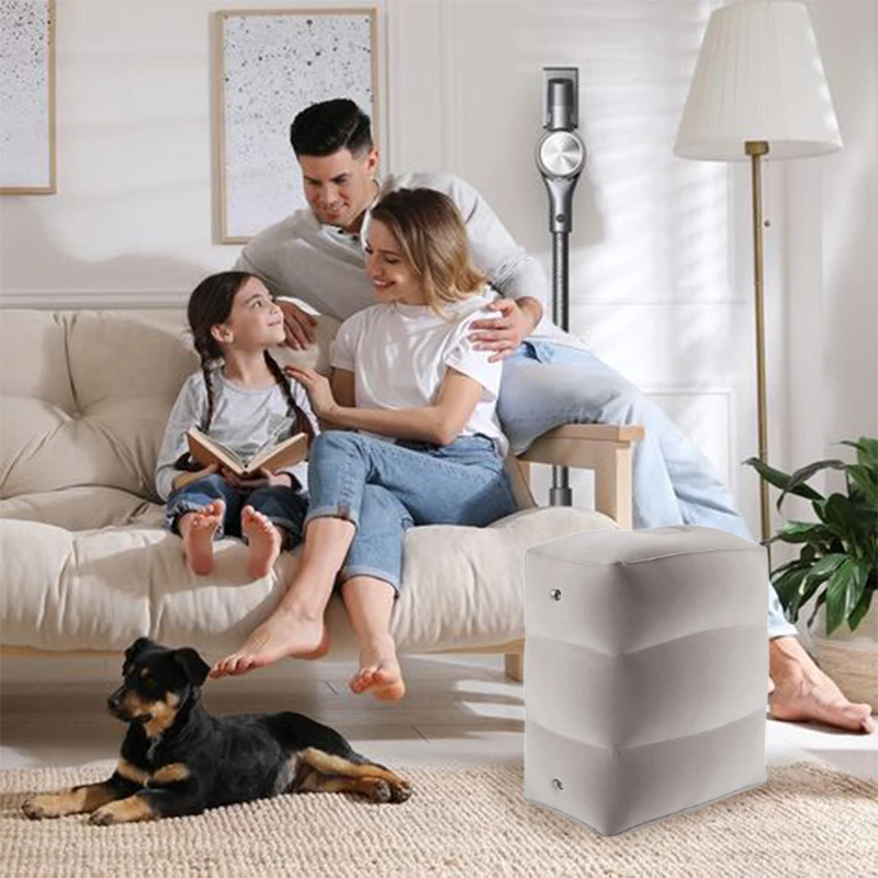 Portable inflatable travel footstool three-layer height leg pads
