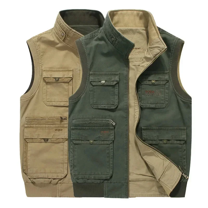 

Brand Men Vest Sleeveless Jacket Military Veats Casaco masculino Casual Multi Pocket Photographer Waistcoat 8XL