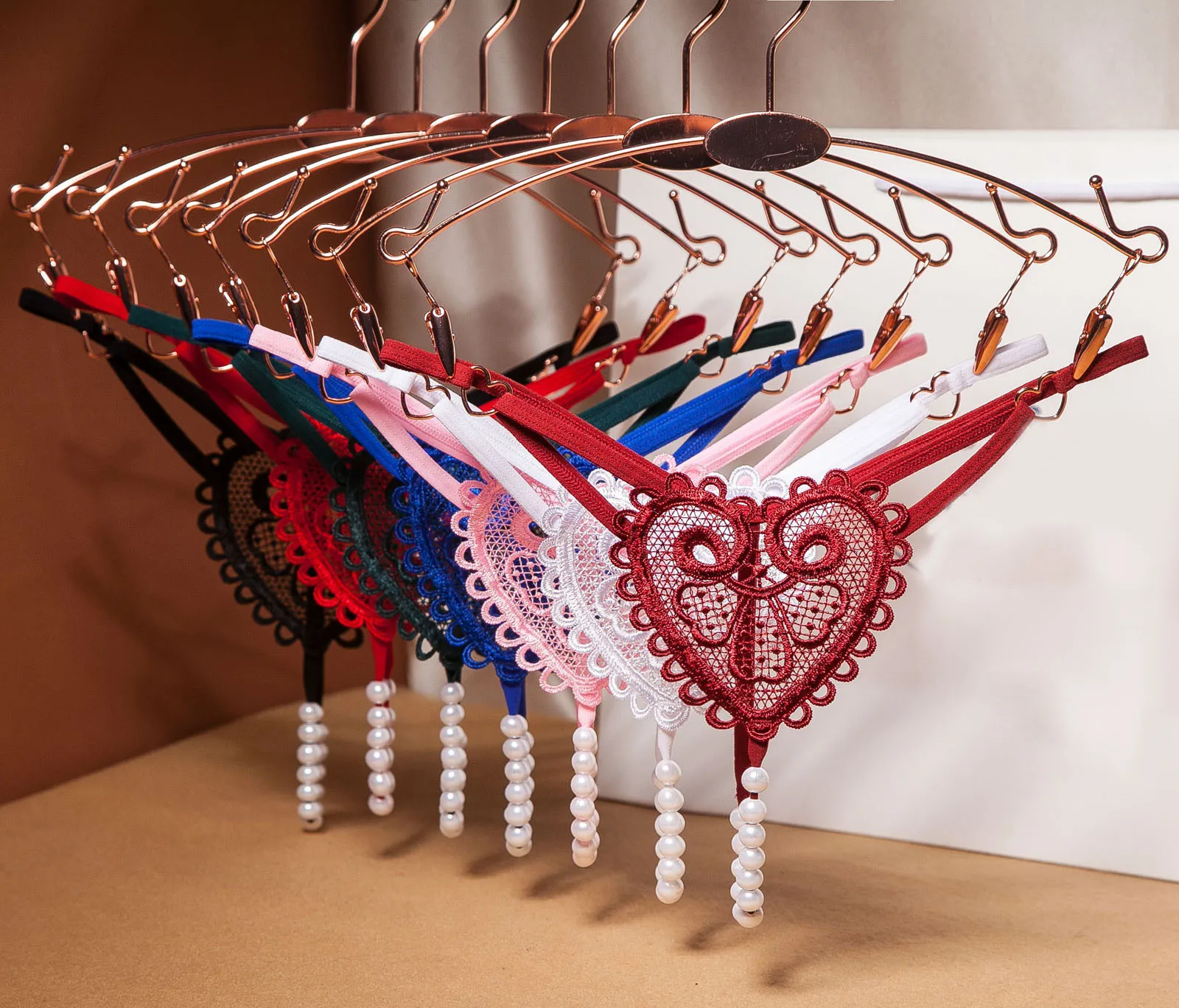 

Sexy Bead Thong Hollow Out Lace Floral G String Panties Open Crotch T-back Lingerie See Through Briefs Underwear