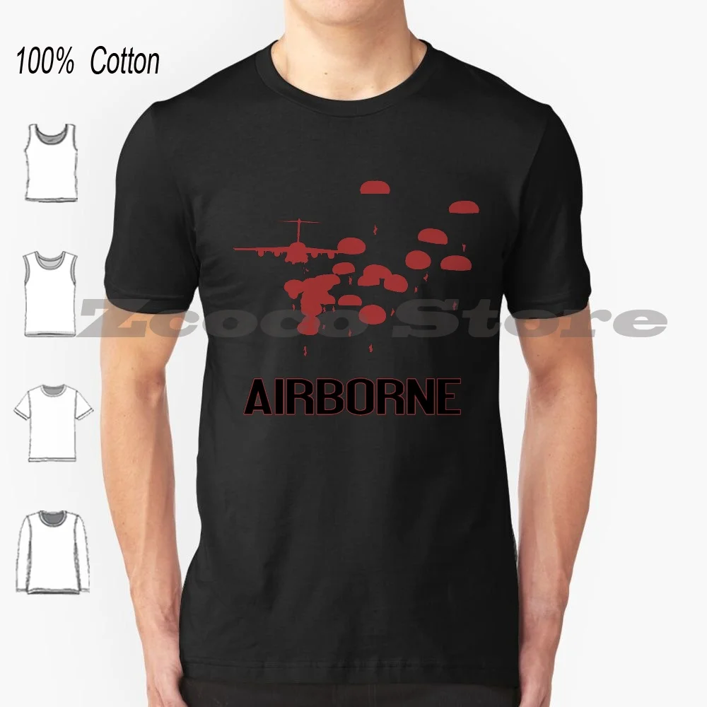 Jump (Rosso) 100% Cotone Uomo E Donna Soft Fashion T-Shirt Air Army Drop Elite Finder Forces Ground Jump Military Para Ranger