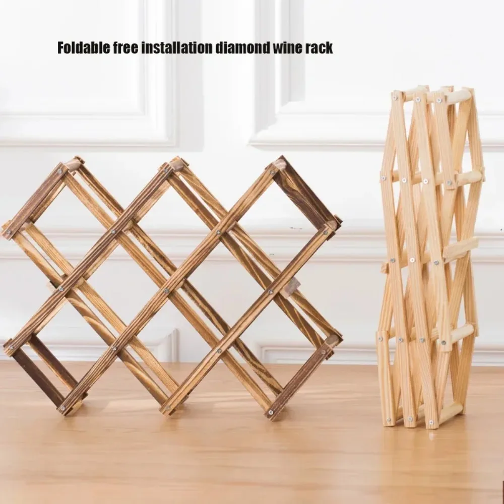 Wooden Wine Rack Folding Free-standing Wine Bottle Holder Creative Bar Display Shelf Simple Collapsible Storage Wines Cabinet