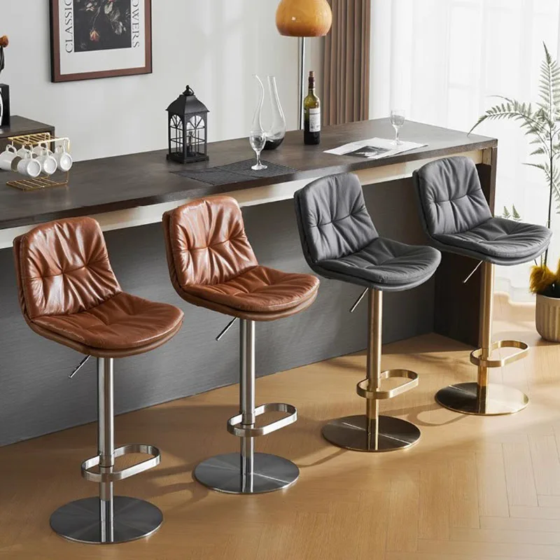 

Black Nordic Style Bar Stool Telescopic Luxury Back High Party Chairs Adjustable Cushion Taburetes De Bar Home Furniture