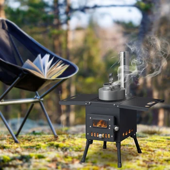 Wood Camping Stove Black 57.5*31*37cm 6