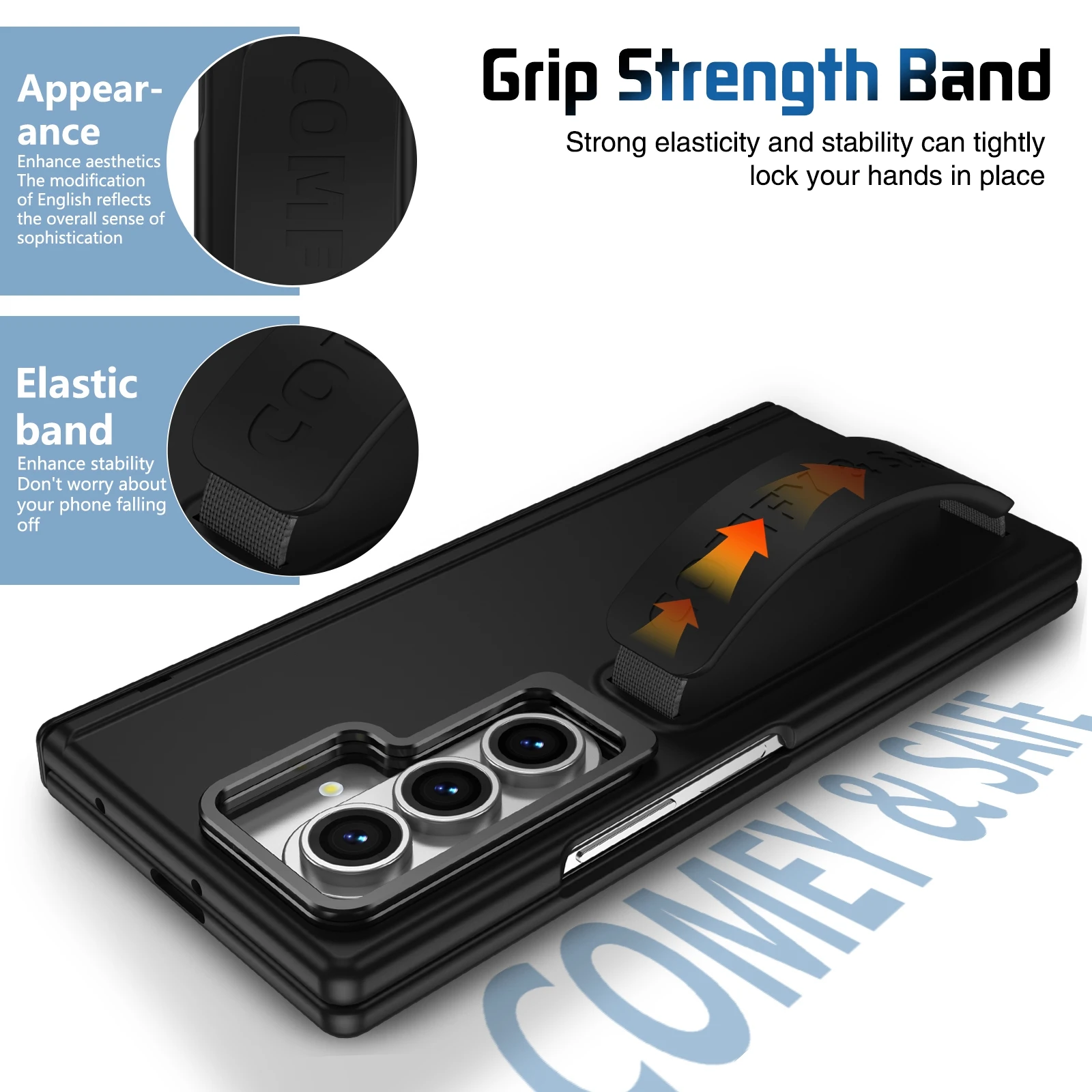 Ultra-Durable Folding Phone Case with Hidden Stand & Wristband - Featuring Rotating Kickstand and Hinge Protection