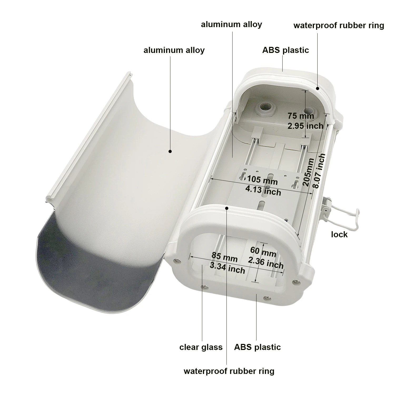 CCTV Camera Housing Cover 340*145*105mm Outdoor Waterproof Enclosure Single Lock Aluminium Alloy Surveillance Camera Housing Box