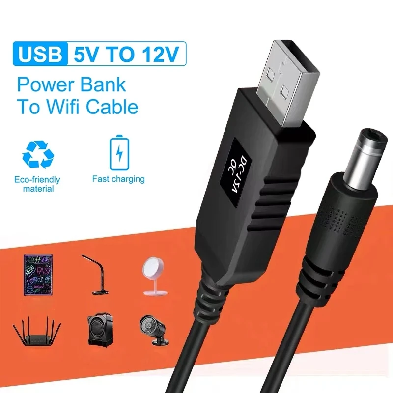 

USB to DC Power Cable 5V To 12V Boost Converter 8 Adapters USB to DC Jack Charging Cable for Wifi Router Mini Fan Speaker