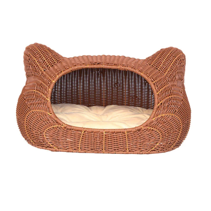 

wholesale cave new elevated woven basket nest rattan cat bed radiator