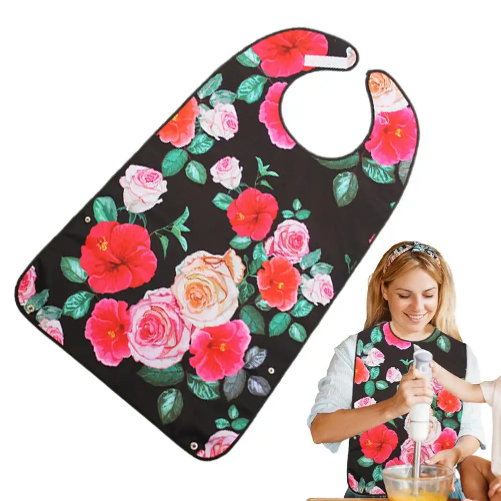 4 Pack Adult Bibs For Eating With Crumb Catcher Washable And Reusable Clothing Protectors For Elderly Women - View #3