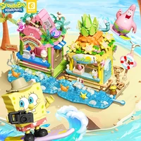 SpongeBob SquarePants Series Building Blocks Hamburger Car Patrick Star Dessert Ice Cream Car Model Bricks Kids DIY Toys Gifts 2