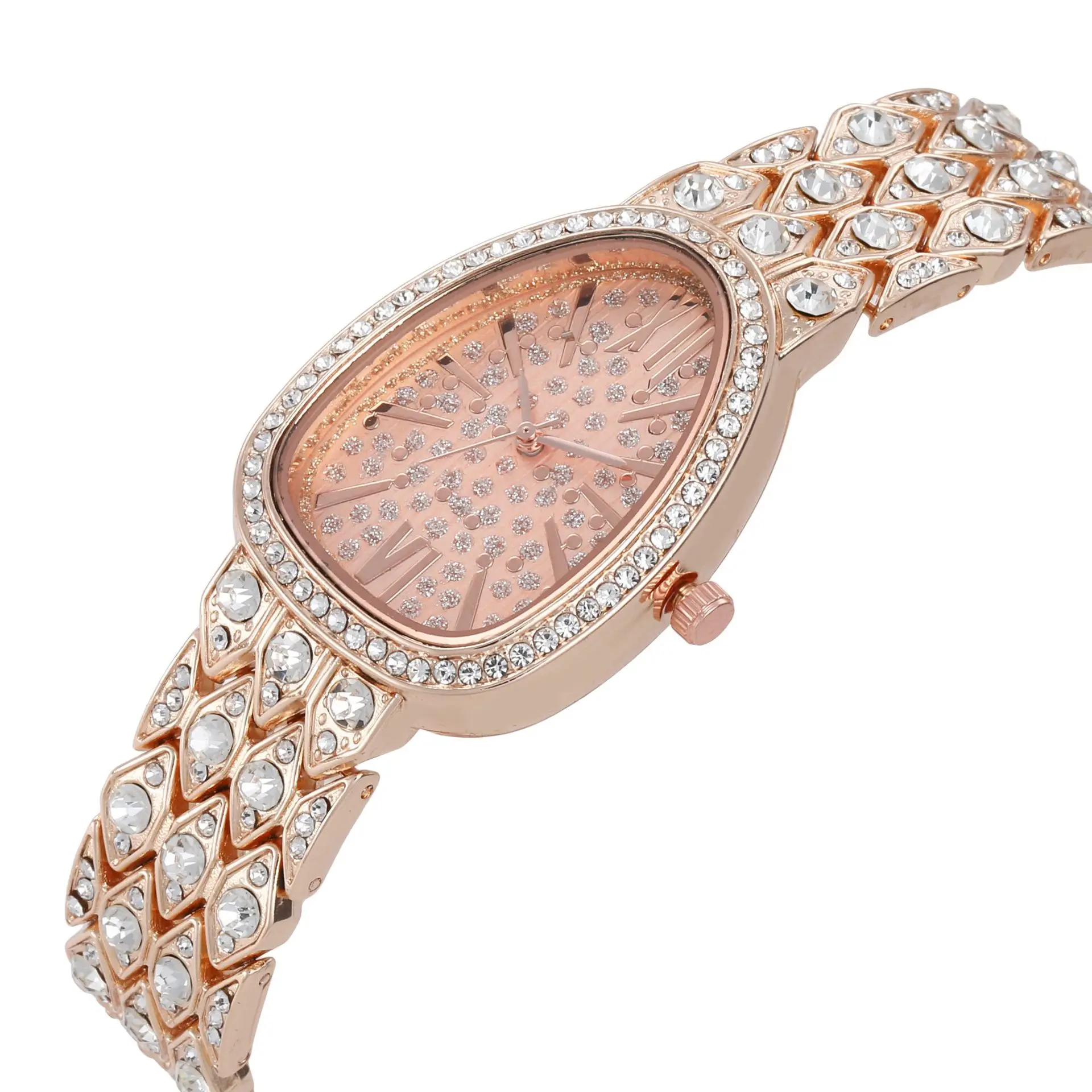 Luxury Women's Watch Metal Strap Fashion Temperament Dove Egg Rhinestone Inlay Full Diamond Strap Quartz Watch for Women Clock