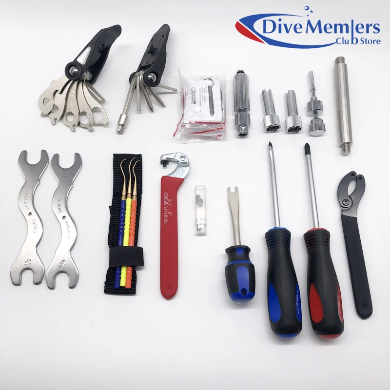 Special Offer Scuba Tool Kit Box with Mutifunctional Repaired Set For Diving Center Free Zipper Pouch Diving Tank Valve Repair