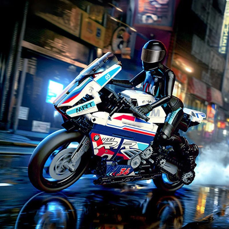 기술 전문가 M1000RR 오토바이 스포츠카 모델 빌딩 블록, 기관차 레이싱 차량, 피규어 브릭 장난감, 어린이 선물