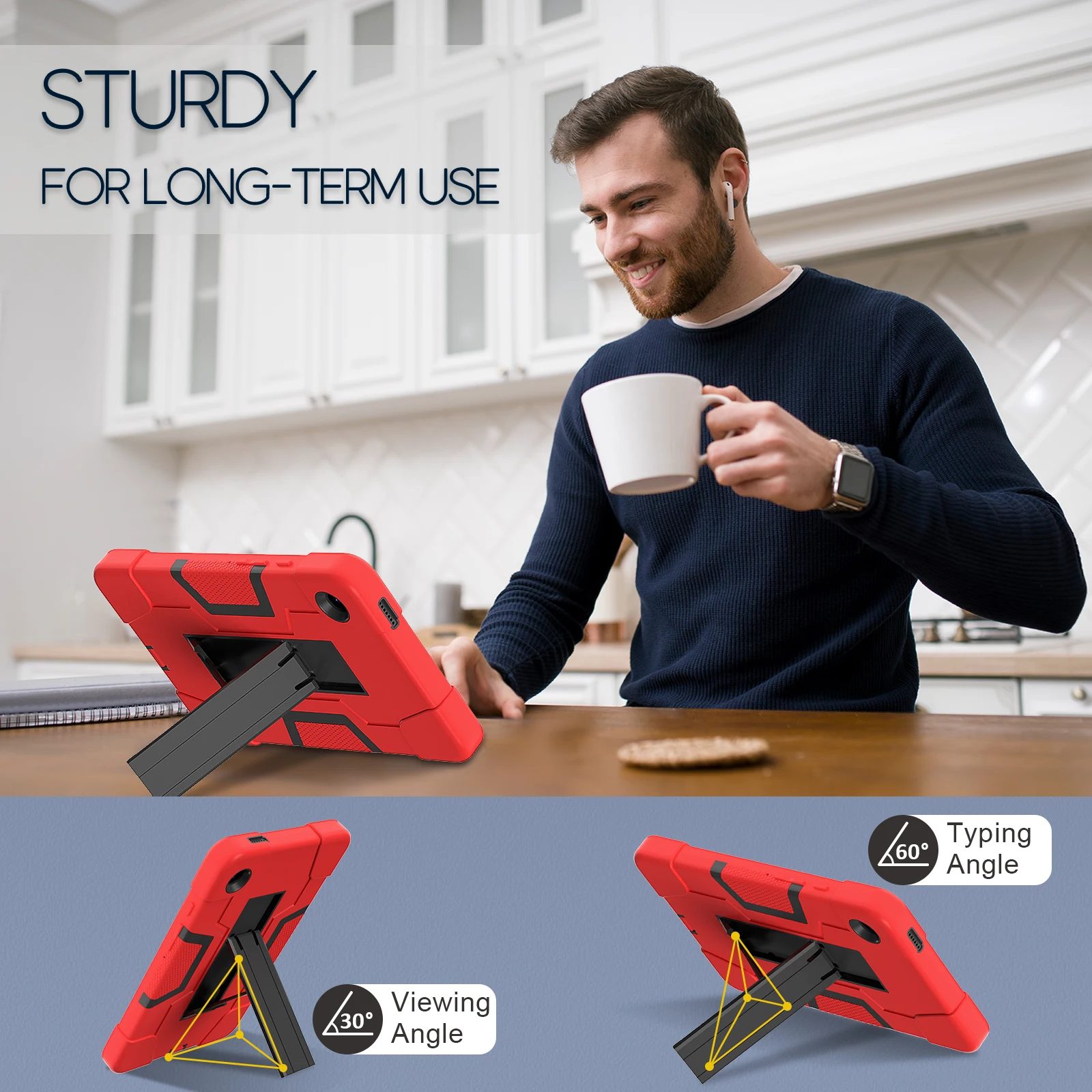 360-Degree Rotating Kids Tablet Case with Shoulder Strap