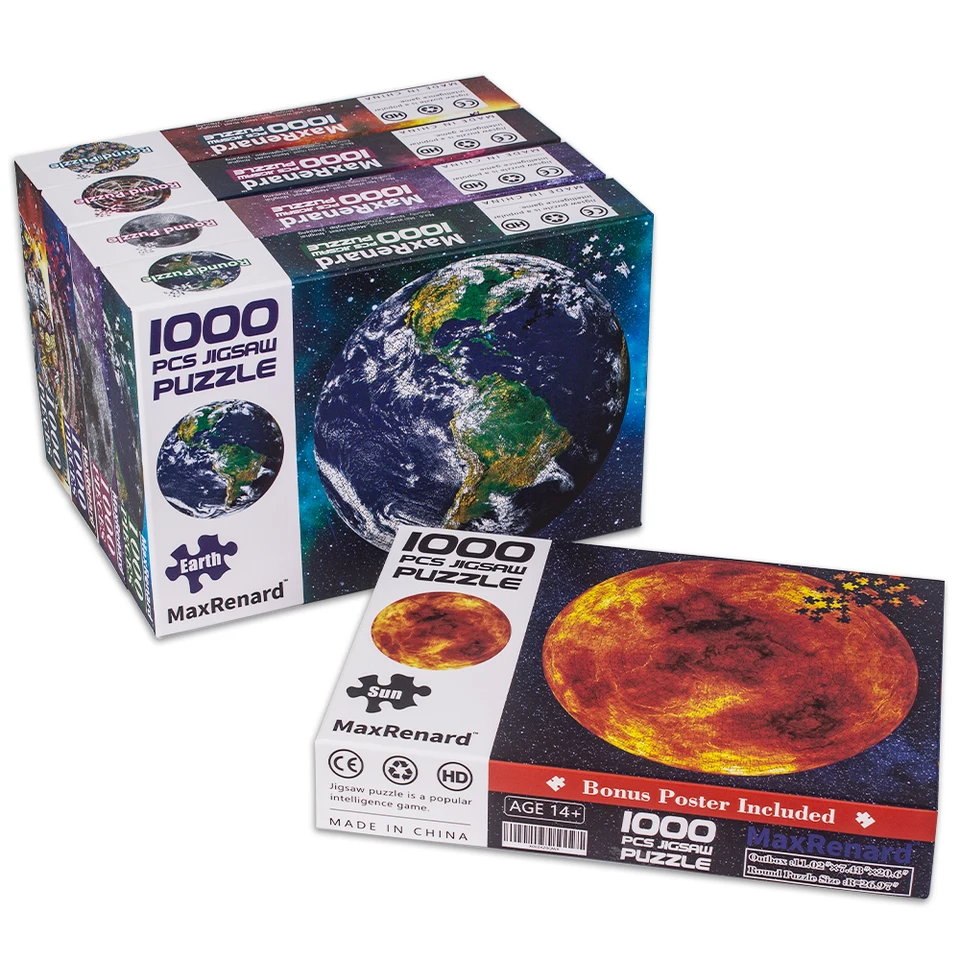 大人のための丸いジグソーパズル、地球の紙の組み立ておもちゃ、教育