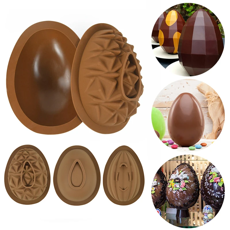 

3D Easter Egg Shape Silicone Mold Large Breakable Easter Egg Chocolate Molds Spring Party DIY Bakeware Mousse Cake Dessert Tools